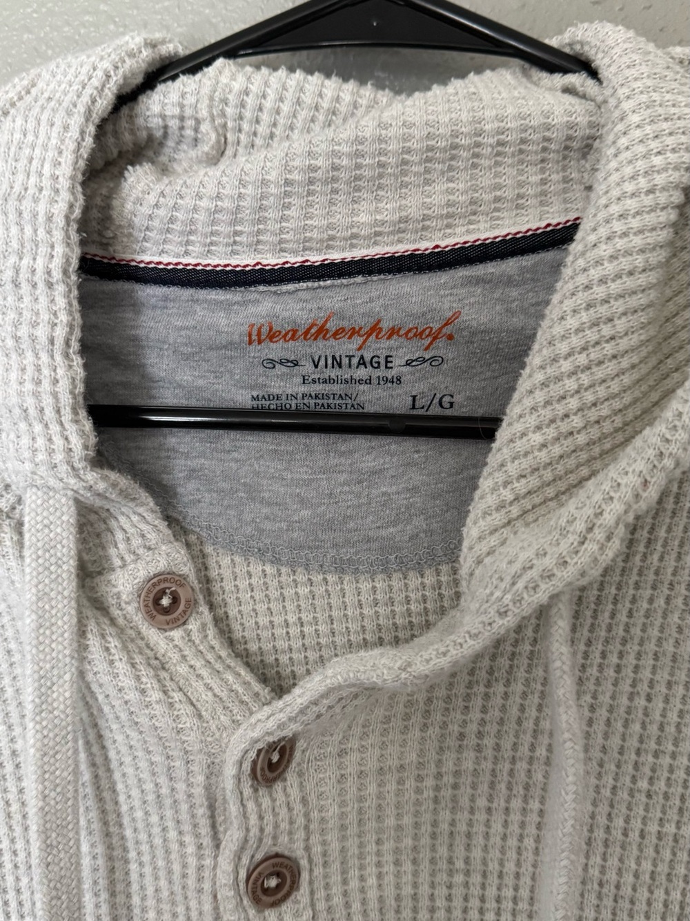 Weatherproof Men’s Cream Waffle-Knit Henley Shawl Collar Sweater